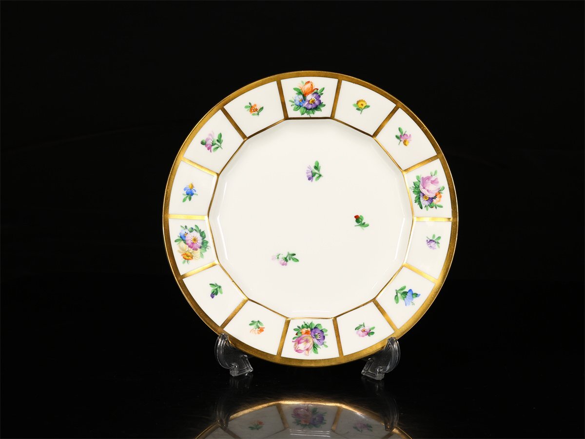 【吉】CO117 ROYAL COPENHARGEN 【ロイヤルコペンハーゲン】 18角面取 カップ＆ソーサー プレート 1組 3点セット／美品！_画像9