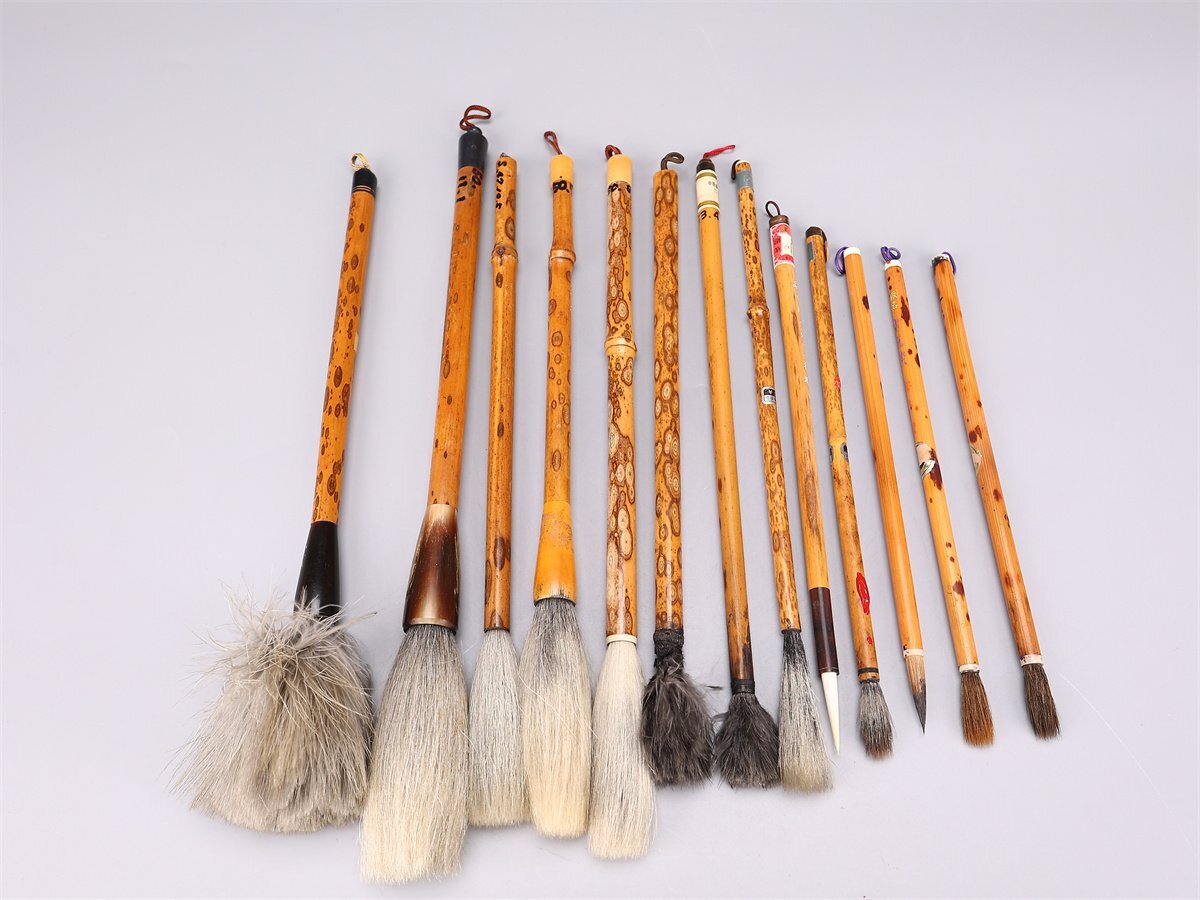 【吉】BB256 唐物 【斑竹製】 書道具 筆 毛筆 13点 一括出品_画像4