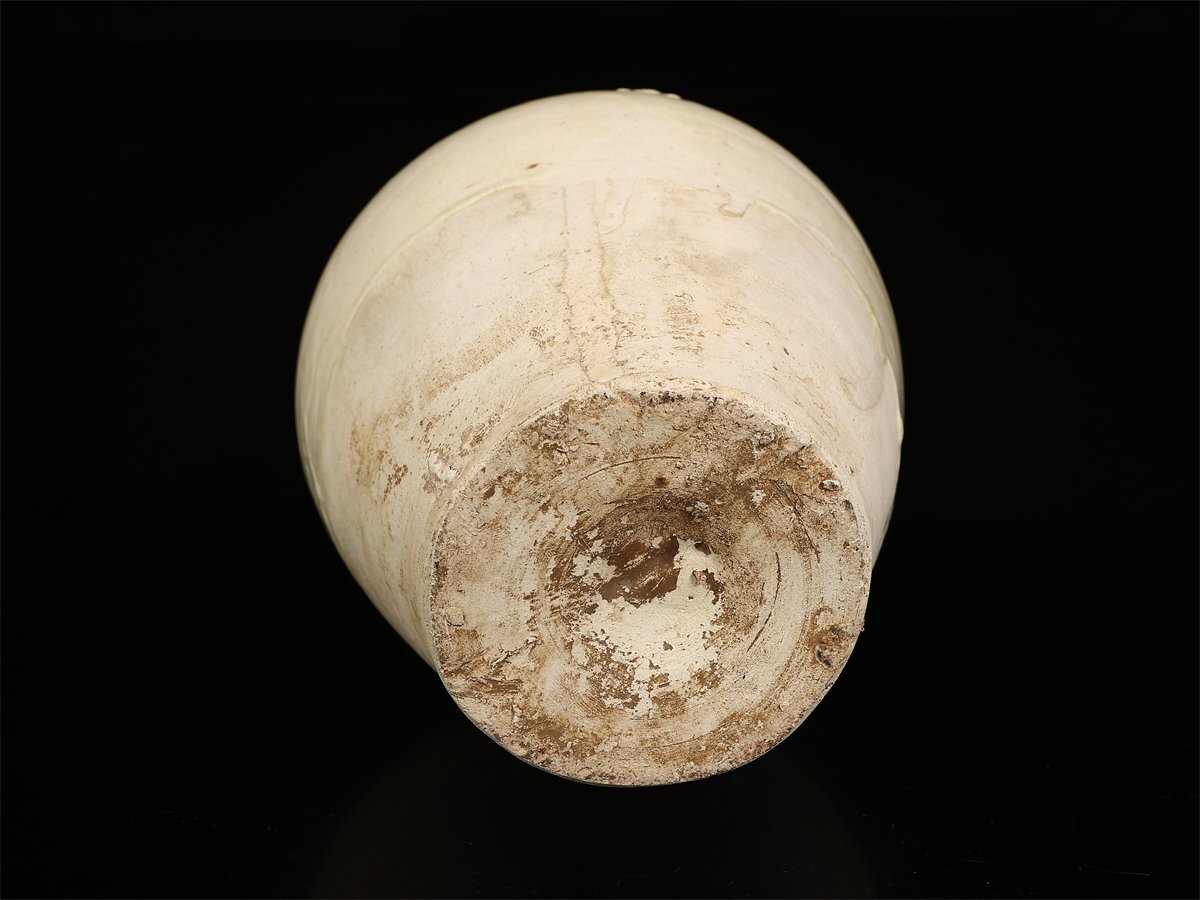 【吉】CL386 唐物 【唐代】 白磁 双龍耳 大花瓶 高35㎝／箱付 美品Is！_画像9