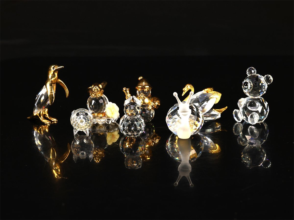 [.]IB289 SWAROVSKI [ Swarovski ] crystal стекло золотая краска металлические принадлежности животное маленький украшение 8 пункт вместе лот 
