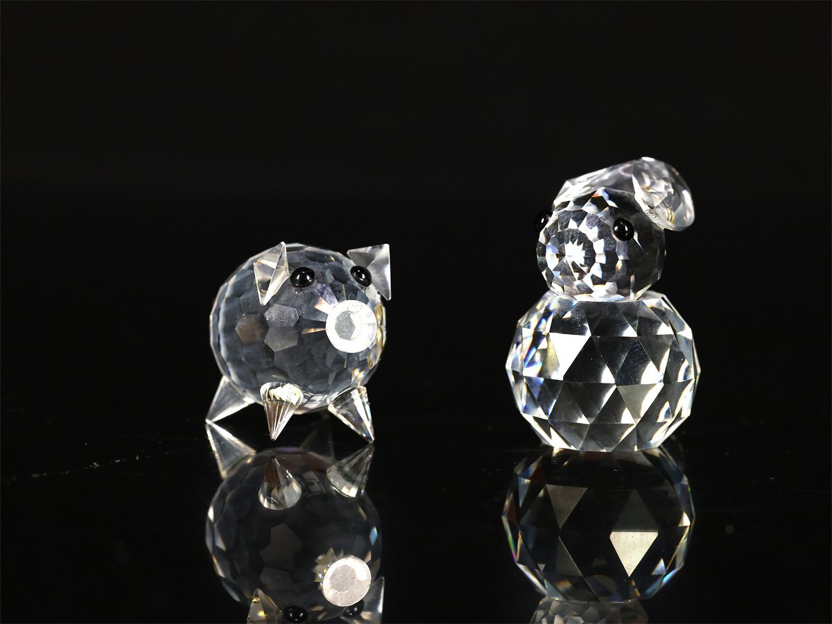 [.]IB289 SWAROVSKI [ Swarovski ] crystal стекло золотая краска металлические принадлежности животное маленький украшение 8 пункт вместе лот 