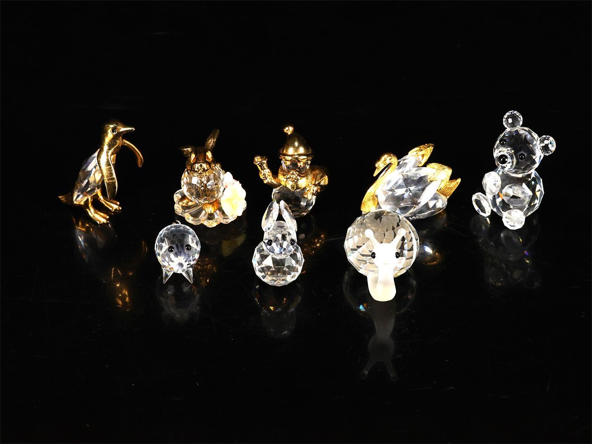 [.]IB289 SWAROVSKI [ Swarovski ] crystal стекло золотая краска металлические принадлежности животное маленький украшение 8 пункт вместе лот 