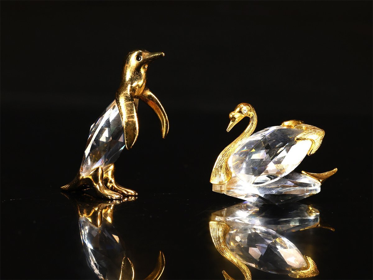 [.]IB289 SWAROVSKI [ Swarovski ] crystal стекло золотая краска металлические принадлежности животное маленький украшение 8 пункт вместе лот 