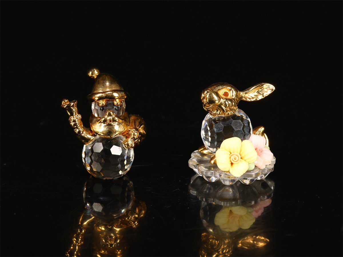 [.]IB289 SWAROVSKI [ Swarovski ] crystal стекло золотая краска металлические принадлежности животное маленький украшение 8 пункт вместе лот 