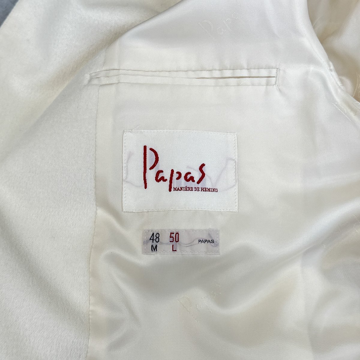 Papas◆アンゴラ ジャケット パパス ホワイト系 メンズ サイズ L 8_画像6