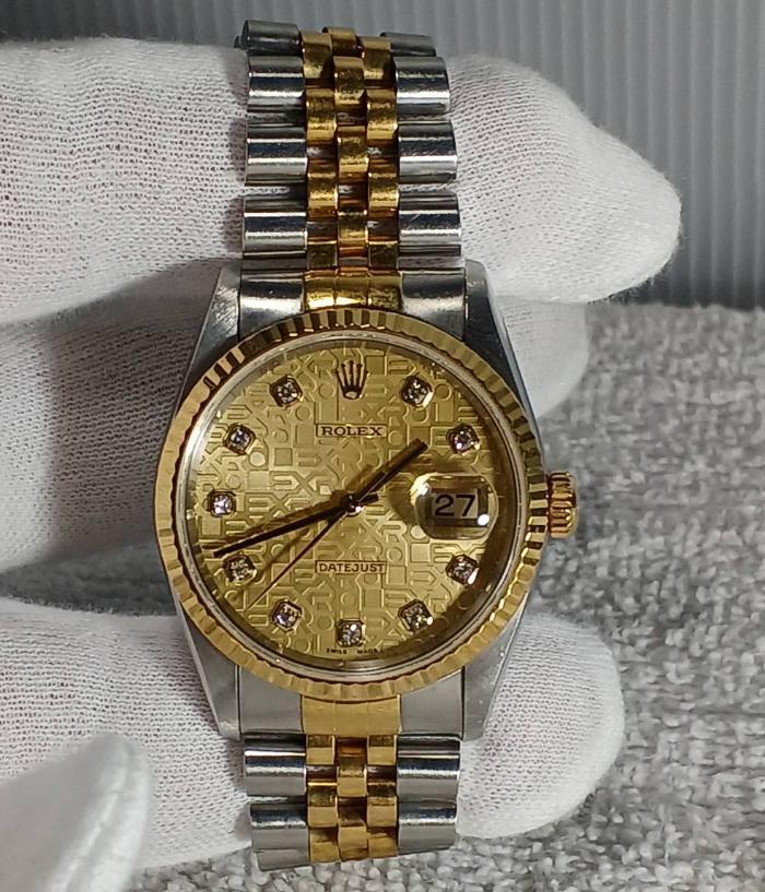 【メンズ】ロレックス デイトジャスト 16233G 10Pダイヤ 彫コンピューター文字盤 ギャランティ付き U番 1997年式 ・程度良好 2209113_画像2