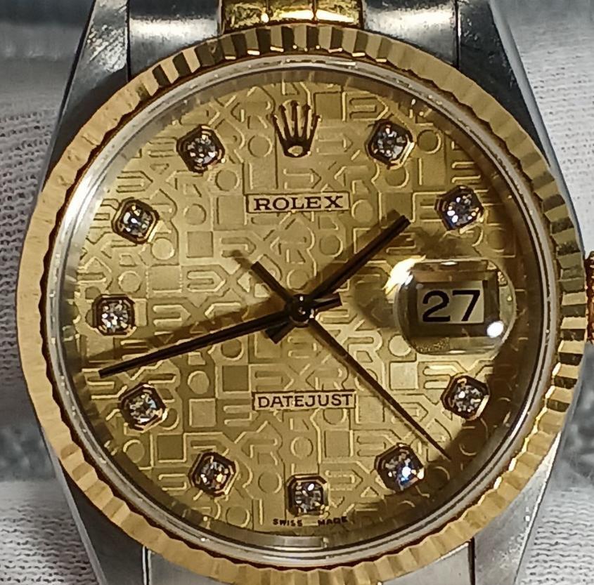 【メンズ】ロレックス デイトジャスト 16233G 10Pダイヤ 彫コンピューター文字盤 ギャランティ付き U番 1997年式 ・程度良好 2209113_画像1