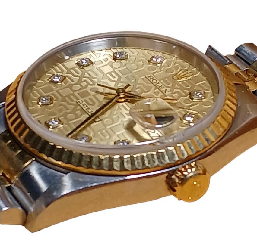 【メンズ】ロレックス デイトジャスト 16233G 10Pダイヤ 彫コンピューター文字盤 ギャランティ付き U番 1997年式 ・程度良好 2209113_画像6