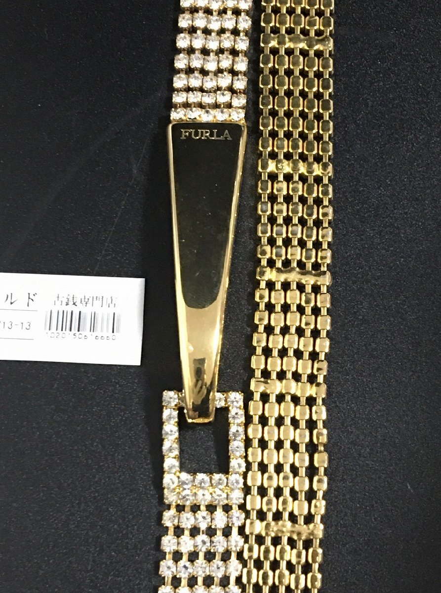 FURLA/フルラ チェーンベルト 金メッキ ベルト ゴールド レディース-中古美品-D2210_画像2