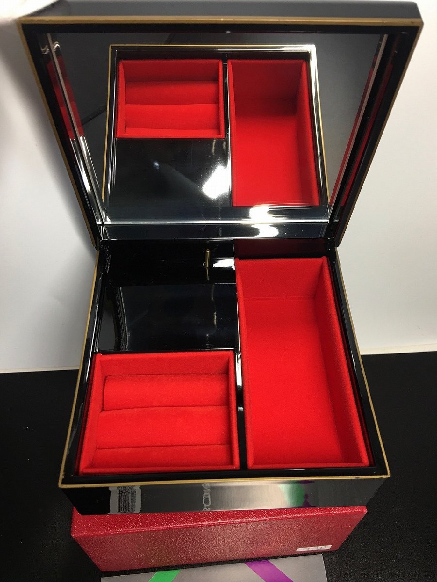  дешево глициния 7 сокровищ музыкальная шкатулка несессер лакированные изделия / драгоценнный камень коробка бардачок зеркало имеется чёрный работа OK- прекрасный товар -D2210