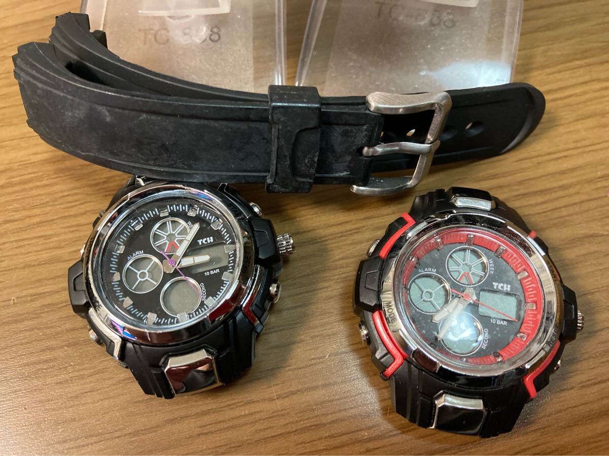 《ジャンク品》クロックハウスTHE CLOCK HOUSEアナデジレディース時計 2本 本体のみ2点ベルト1点　5点セット キッズ　部品取りに_画像3