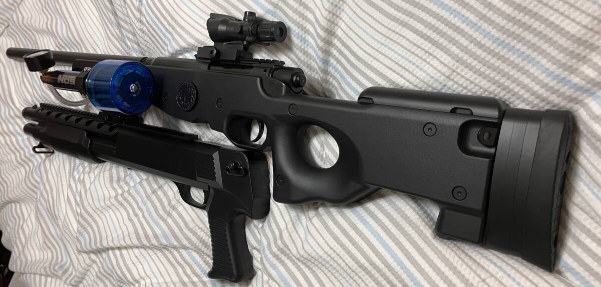 クラウンモデルType96シニアエアーコッキングライフルとダブルイーグルショットガンM3ショーティM309ジョンウイック仕様NOSボンベ付_画像5