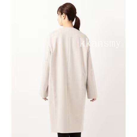 23区ニジュウサンク*ウールアンゴラビーバーノーカラーコート_画像5