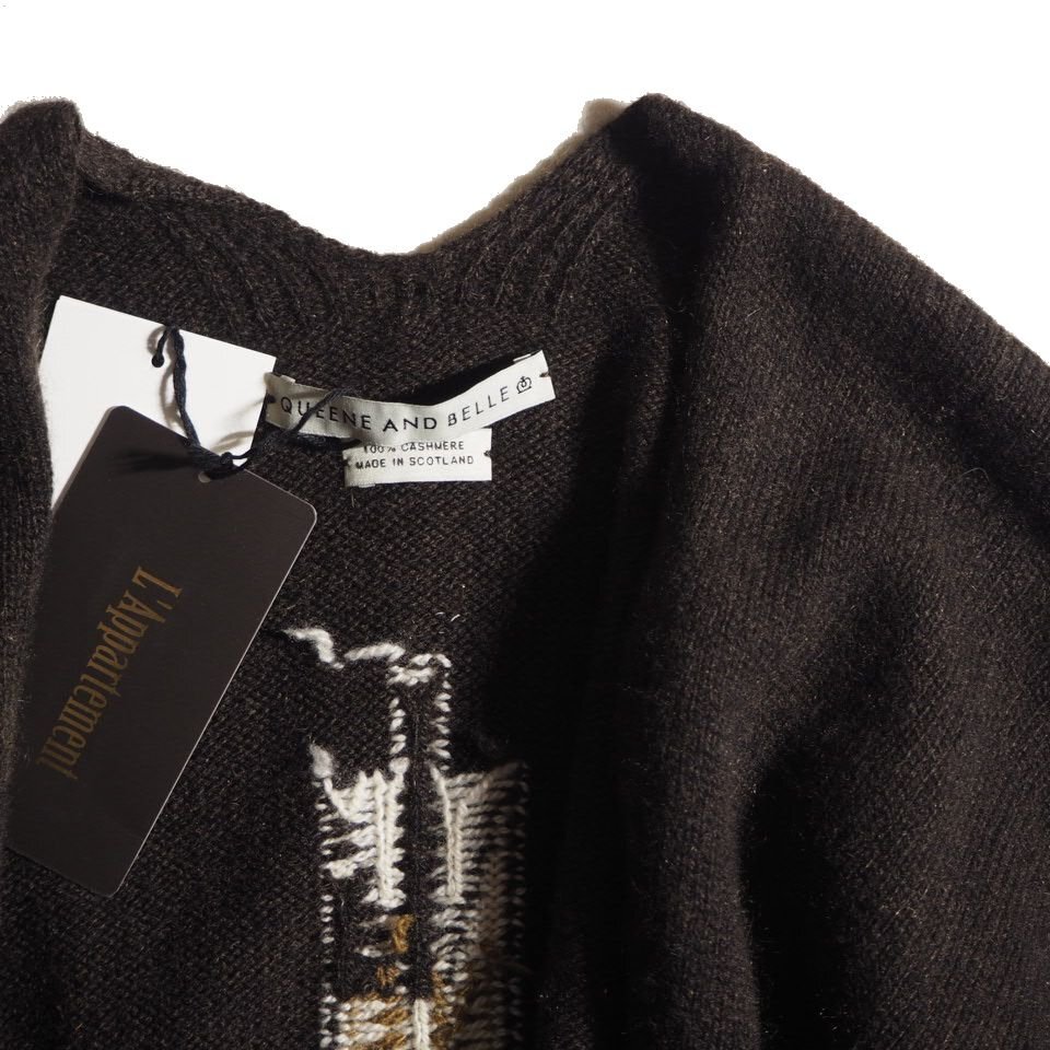 R0020H2 ▼QUEENE AND BELLE クイーン&ベル アパルトモン 購入▼ NATIVE カシミヤ ロングカーディガン ブラウン / ロングニット 秋冬_画像4
