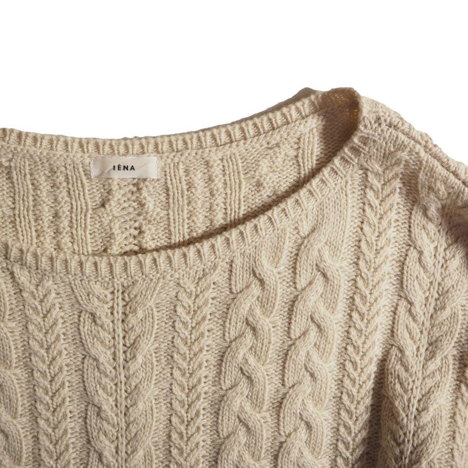 P4252f74　▼IENA イエナ▼　アランテントラインプルオーバー ウールカシミヤ ニット ベージュ / Aライン フレアスリーブ 秋冬_画像2