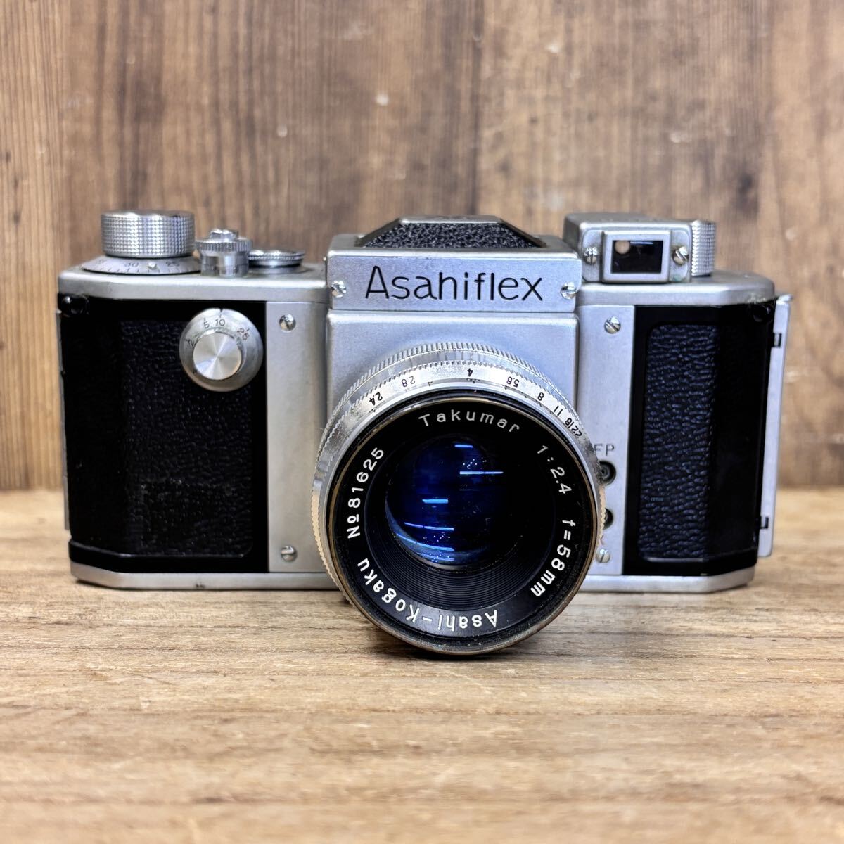 超希少 Asahiflex アサヒフレックスⅠ I型 一眼レフカメラ レンズ Asahi-kogaku Takumar 1:2.4 f=58mm 旭光学 ジャンク 1円スタート_画像1