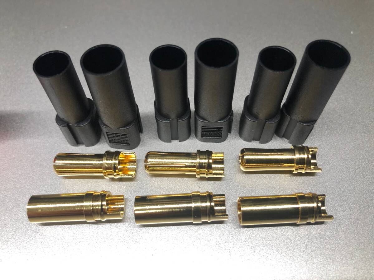 【 送料無料 】6ペア、XT150コネクタアダプターセット メスオス 、6mmゴールドバナナブレット、 バナナ コネクタ 、プラグ モーター_画像5