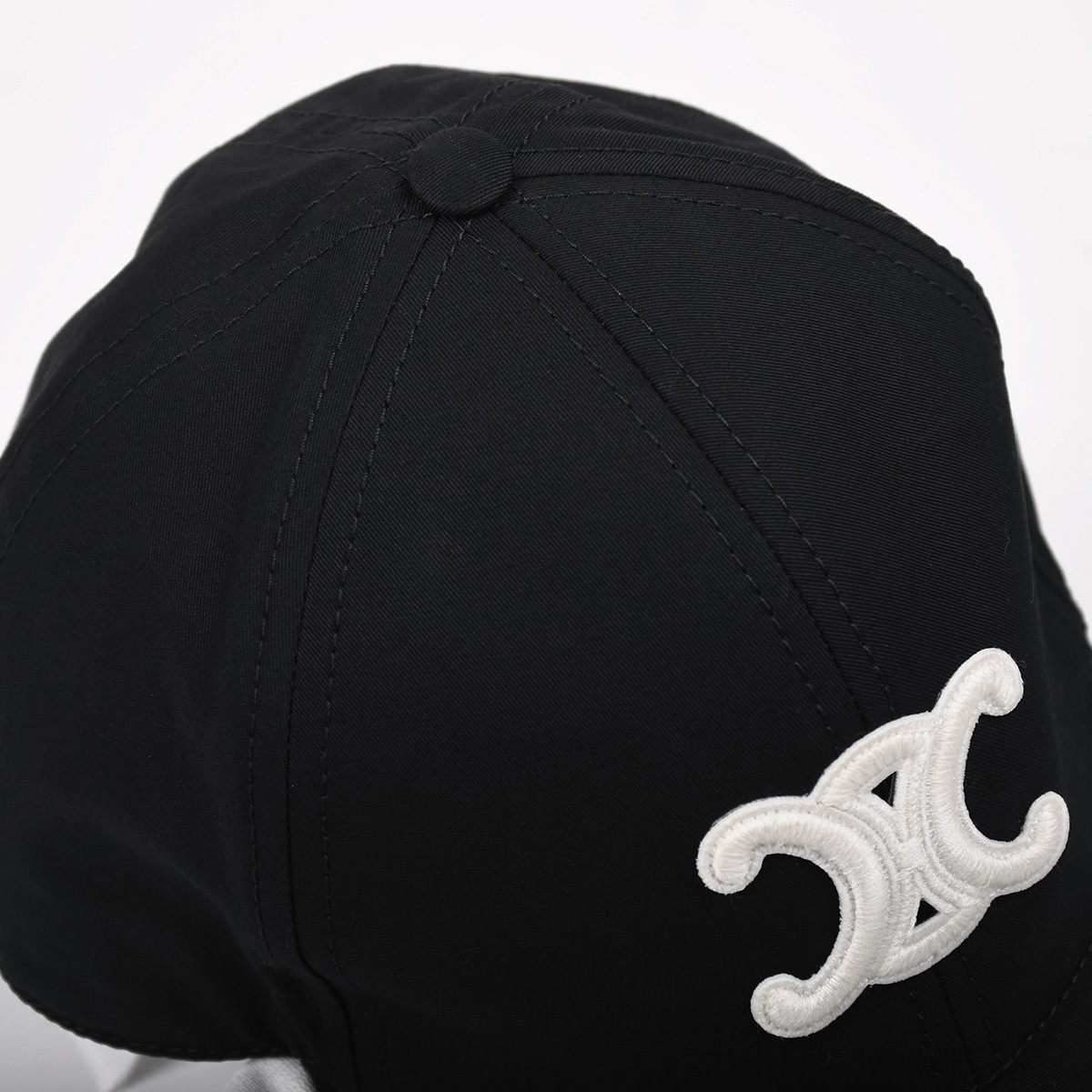 セリーヌ CELINE トリオンフ ベースボール キャップ 帽子 ロゴ パッチ メンズ レディース コットン ブラック 黒 サイズL 2AUT6969P 中古_画像8