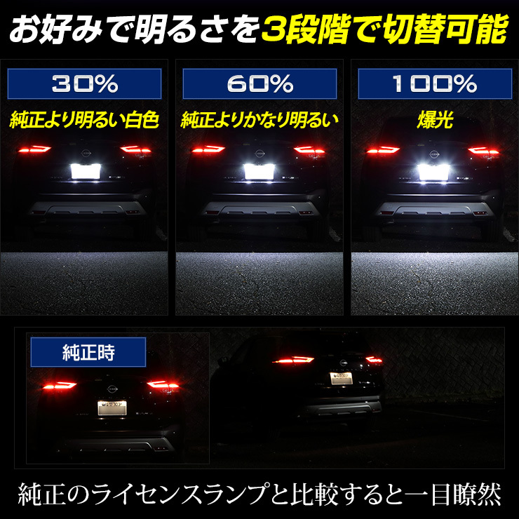[予]エクストレイル T33 専用 ナンバー灯 CREE LED 採用 ライセンスユニット パーツ 光量調整機能付き XTRAIL ドレスアップ [8]_画像4