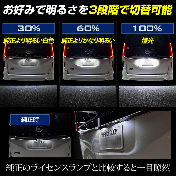 [予]C28 セレナ SERENA 専用 ナンバー灯 CREE LED 採用 ライセンスユニット 光量調整機能付き ニッサン 純正LED ドレスアップ パーツ [8]_画像4