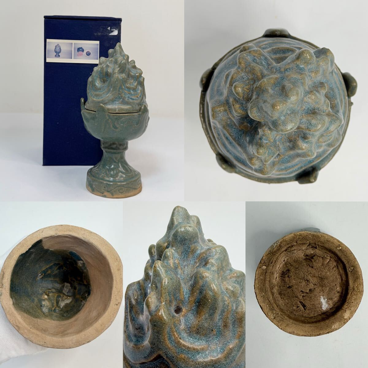 CBX-中国古美術 時代物 色絵 鈞窯 博山炉 共箱付 唐物 陶磁器 中国古玩 骨董品_画像1