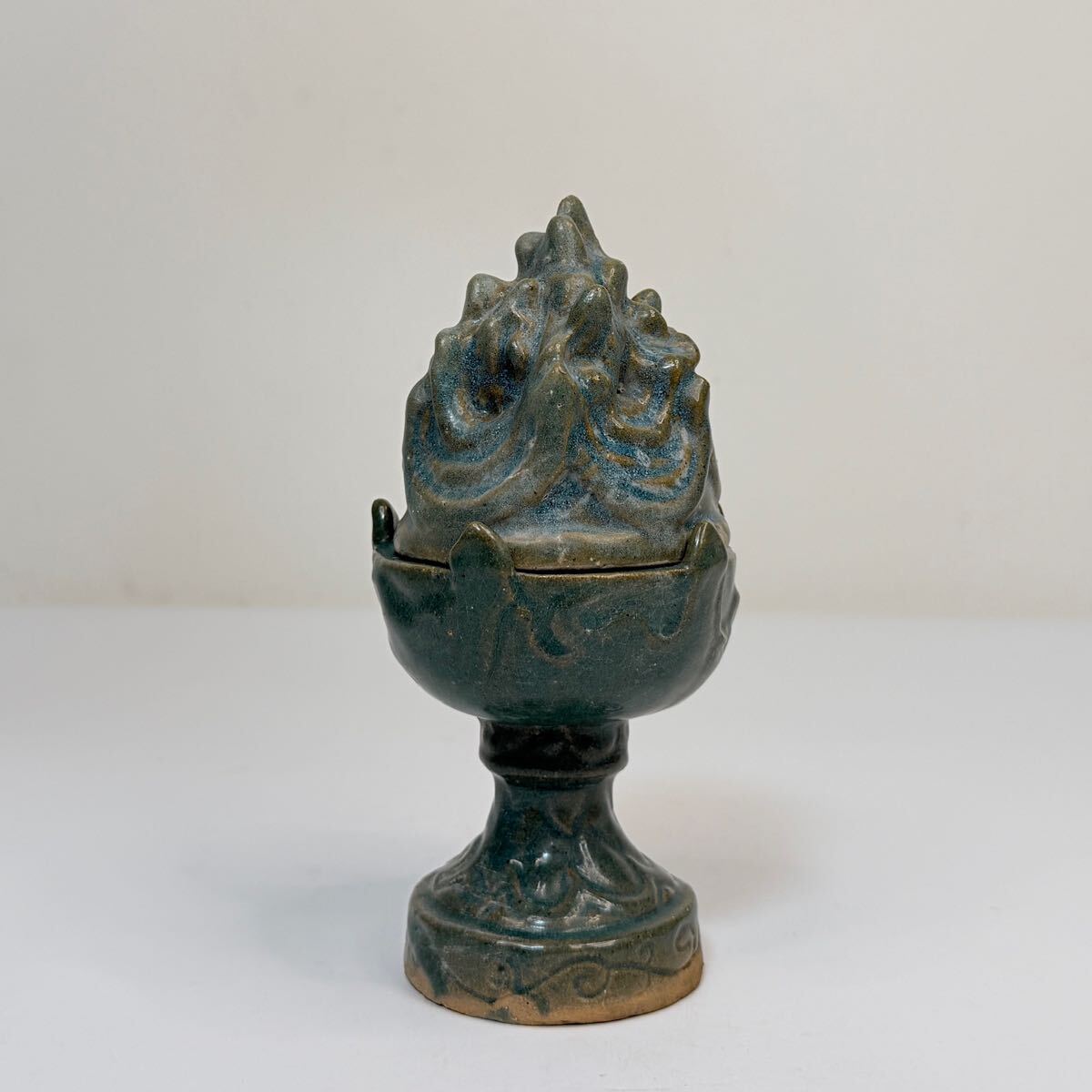 CBX-中国古美術 時代物 色絵 鈞窯 博山炉 共箱付 唐物 陶磁器 中国古玩 骨董品_画像3