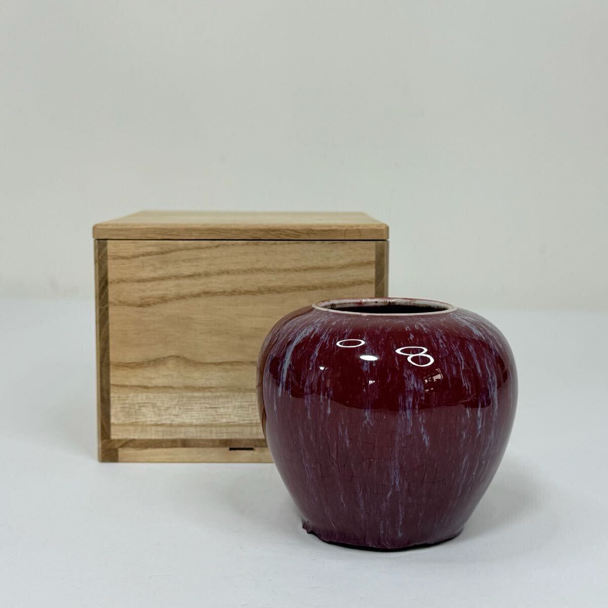 DEB-中国古美術 時代物 色絵 窯変釉 水盂 文房具 書道具 箱付 唐物 陶磁器 中国古玩 骨董品_画像2