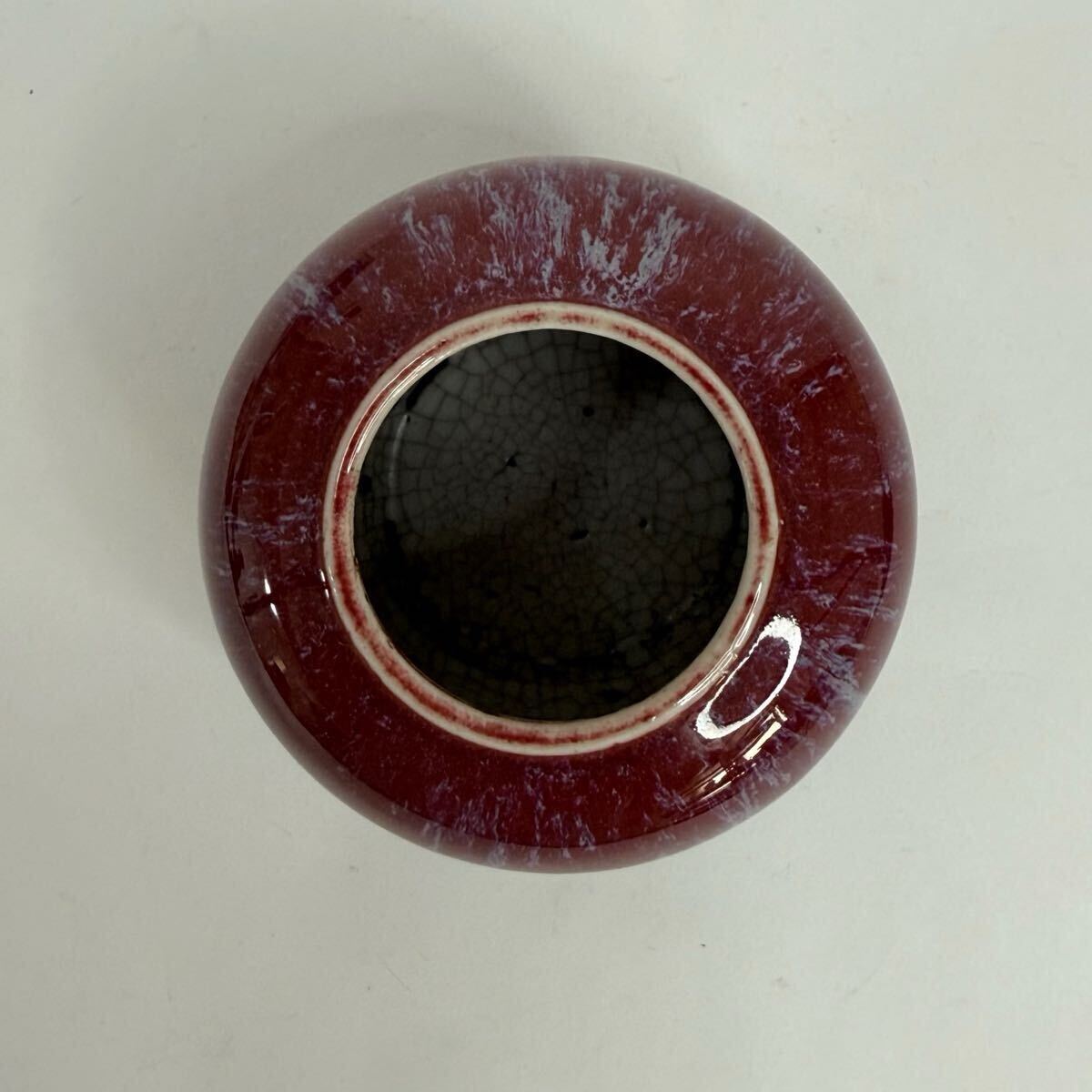 DEB-中国古美術 時代物 色絵 窯変釉 水盂 文房具 書道具 箱付 唐物 陶磁器 中国古玩 骨董品_画像5