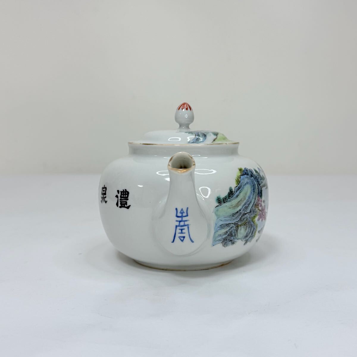 SBWW-中国古美術 時代物 急須 色絵 粉彩 煎茶道具 茶道具 茶器 在銘 大清光緒年製 共箱付 唐物 陶磁器 中国古玩 骨董品_画像3