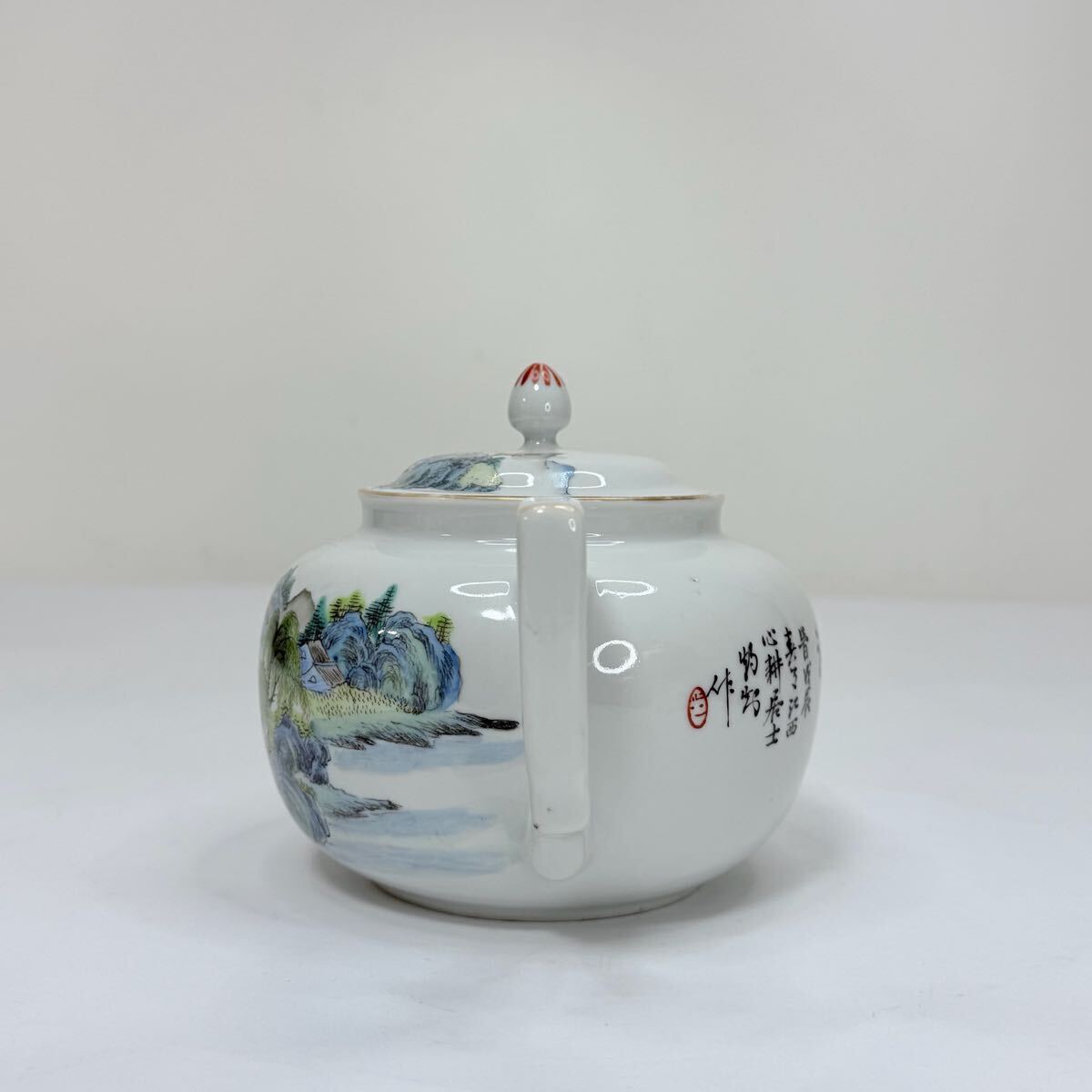 SBWW-中国古美術 時代物 急須 色絵 粉彩 煎茶道具 茶道具 茶器 在銘 大清光緒年製 共箱付 唐物 陶磁器 中国古玩 骨董品_画像5