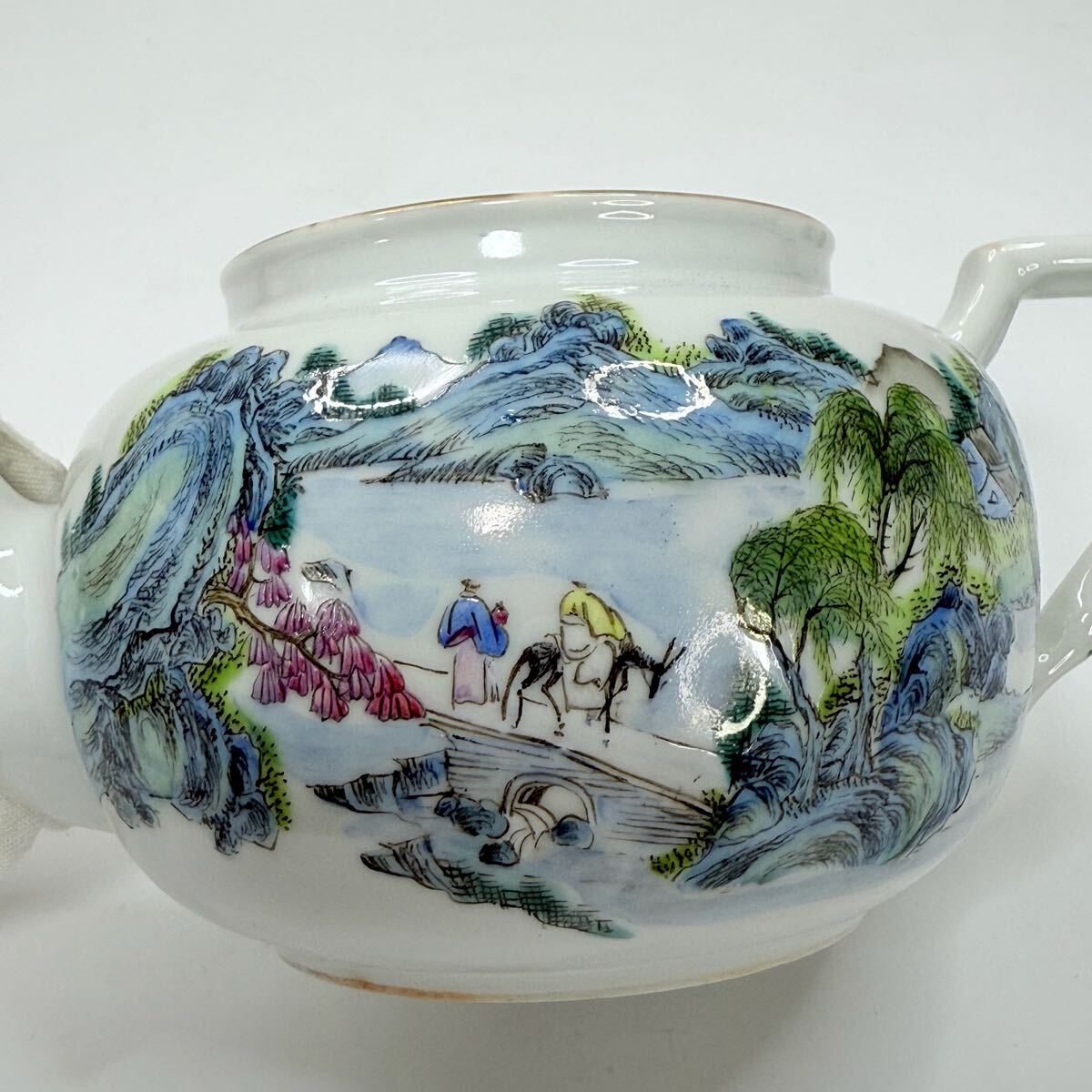 SBWW-中国古美術 時代物 急須 色絵 粉彩 煎茶道具 茶道具 茶器 在銘 大清光緒年製 共箱付 唐物 陶磁器 中国古玩 骨董品_画像7