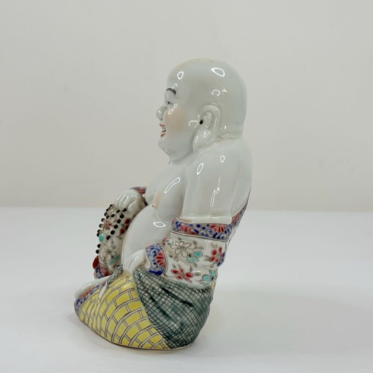 X-中国古美術 時代物 色絵 粉彩 布袋像 仏像 仏教美術 在銘 魏洪泰造 唐物 陶磁器 中国古玩 骨董品_画像3