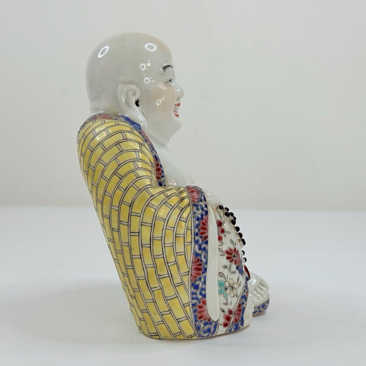 X-中国古美術 時代物 色絵 粉彩 布袋像 仏像 仏教美術 在銘 魏洪泰造 唐物 陶磁器 中国古玩 骨董品_画像5