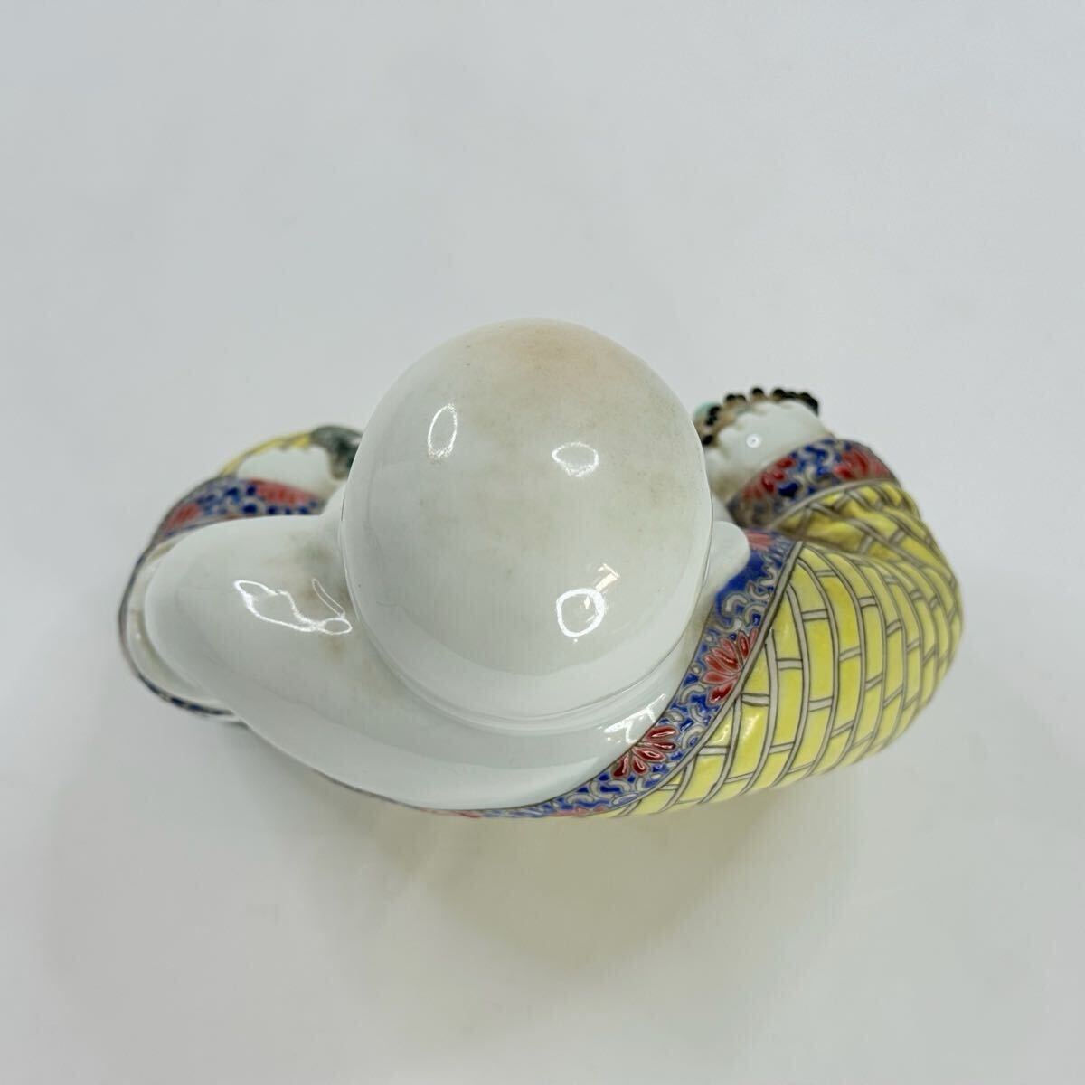 X-中国古美術 時代物 色絵 粉彩 布袋像 仏像 仏教美術 在銘 魏洪泰造 唐物 陶磁器 中国古玩 骨董品_画像6