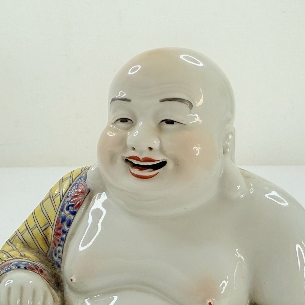 X-中国古美術 時代物 色絵 粉彩 布袋像 仏像 仏教美術 在銘 魏洪泰造 唐物 陶磁器 中国古玩 骨董品_画像7