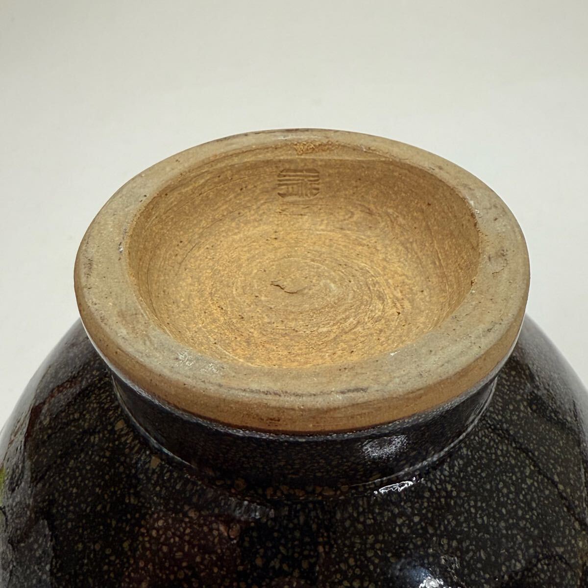 GY-中国古美術 時代物 花瓶 色絵 花生 花器 鐵斑釉 耳付 唐物 陶磁器 中国古玩 骨董品_画像9