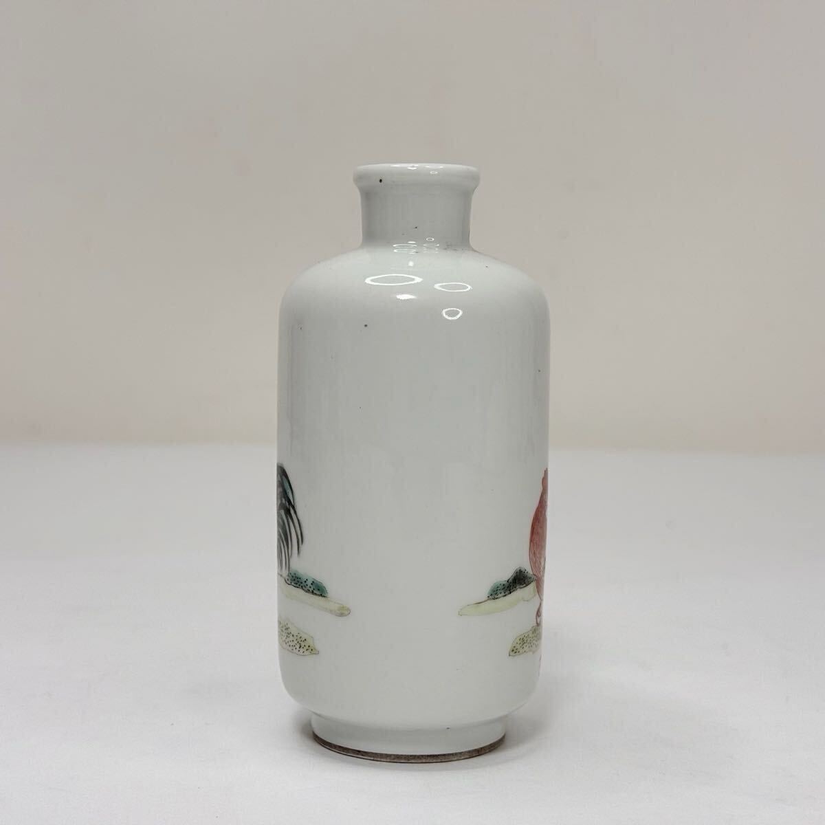 X-中国古美術 時代物 色絵 粉彩 鼻煙壺 花鳥図 小花器 大吉図 唐物 陶磁器 中国古玩 骨董品_画像3