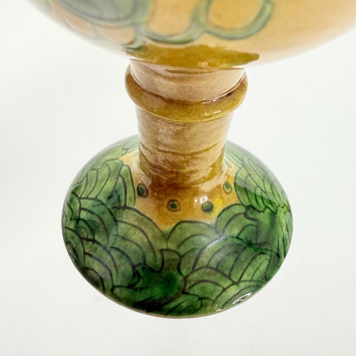 CBW-中国古美術 時代物 盃 杯 色絵 地緑彩 龍図 在銘 大明嘉靖年製 ペア 茶道具 唐物 陶磁器 中国古玩 骨董品_画像6