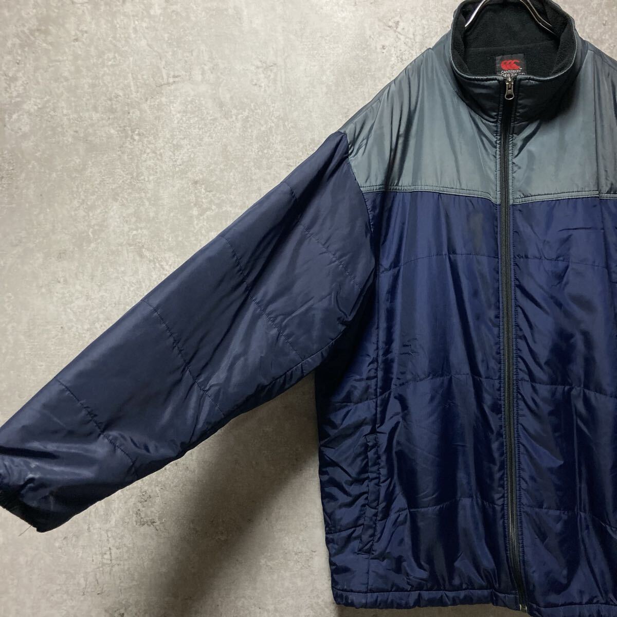 CANTERBURY OF NEW ZEALAND カンタベリー　裏フリース　ナイロンブルゾン　ジャケット　アウター　ネイビー　3Lサイズ　スタンドネック_画像4