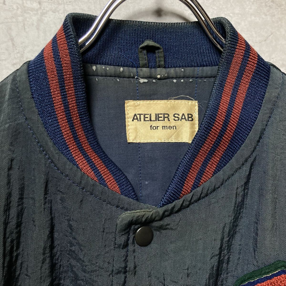 ATELIER SAB アトリエサブ　for man スタジャン　ナイロン　レザー　ワッペン　異素材 ビンテージ　古着　 ヴィンテージ_画像2