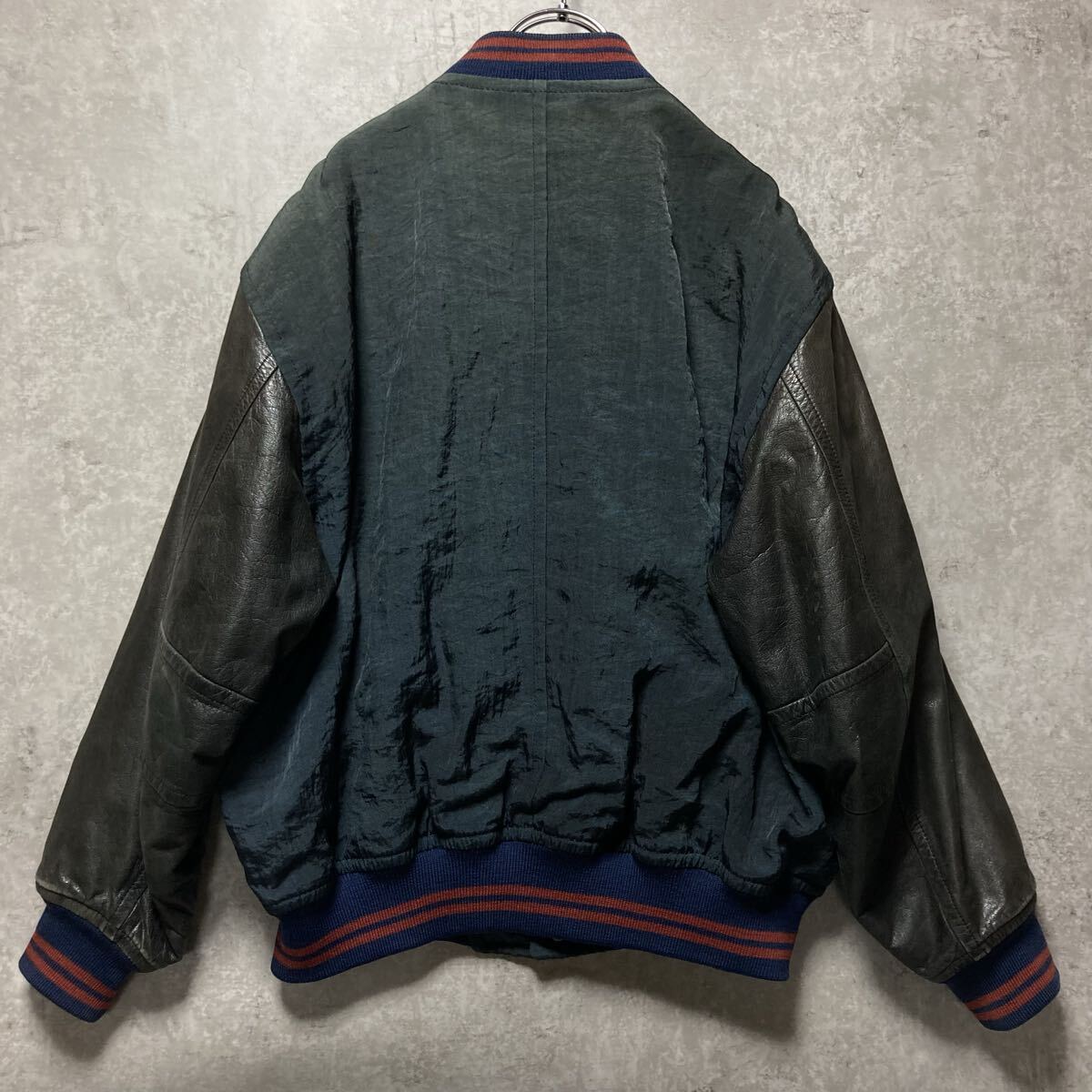 ATELIER SAB アトリエサブ　for man スタジャン　ナイロン　レザー　ワッペン　異素材 ビンテージ　古着　 ヴィンテージ_画像6