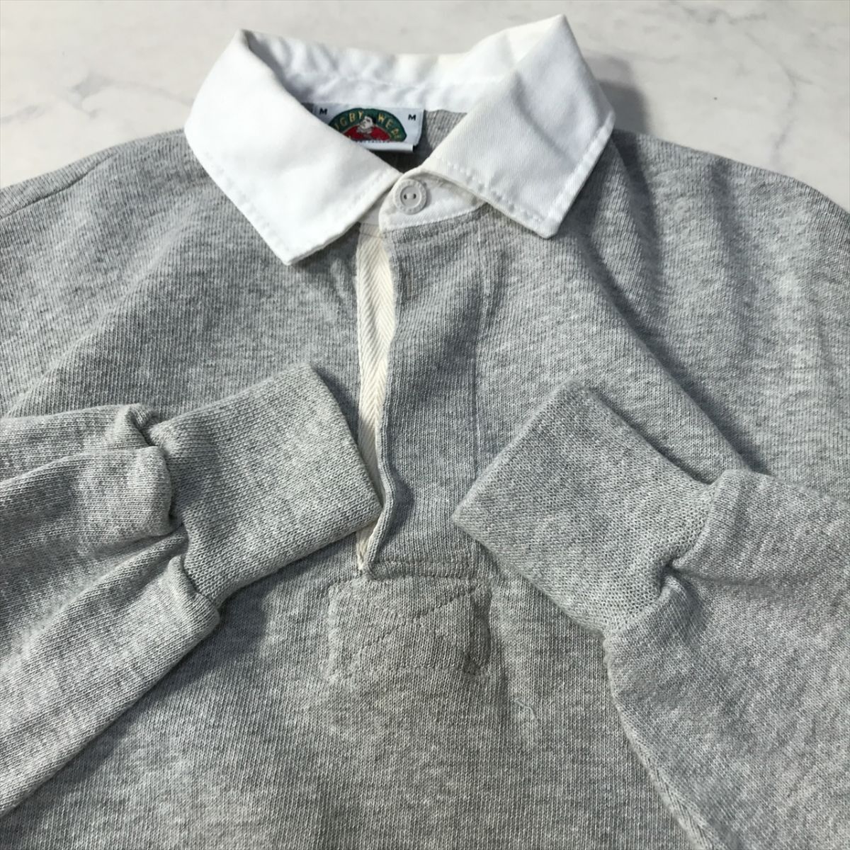 《オススメ◎》BARBARIAN バーバリアン★カナダ製*ラガーシャツ*ポロシャツ*グレー*コットン*サイズM(MA9827)◆S80_画像3