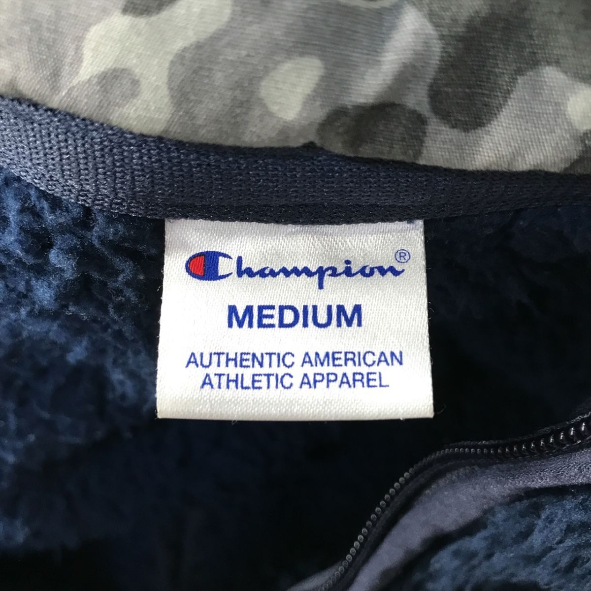 《良品◎》Champion チャンピオン★ワンポイント*フルジップパーカー*フリースジャケット*ネイビー*サイズM(MA9821)◆S80_画像5