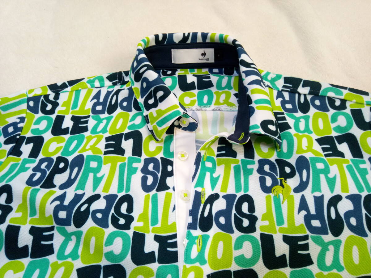 未使用同様　ルコックゴルフ総柄メンズポロシャツL_画像2