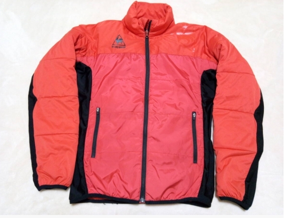 超美品　ルコック　le coq sportif 　ストレッチ　天然ダウンジャケット　メンズОサイズ（ＸＬ相当）　レッドブラック　ゴルフなど_画像1