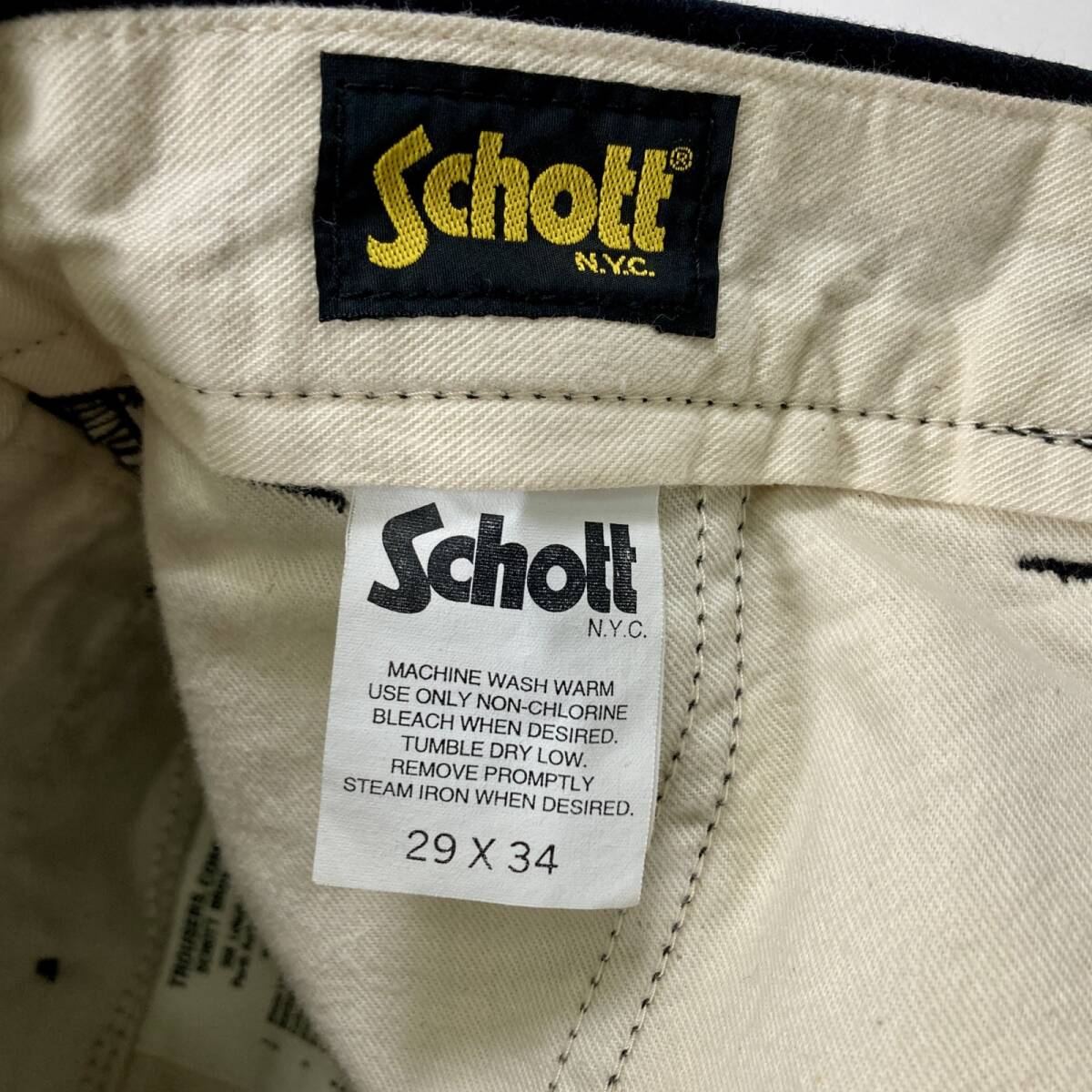 ☆ schott ショット パンツ ボトムス ロング丈 W29 L34 日本製 ブラック メンズ 0.6kg_画像6