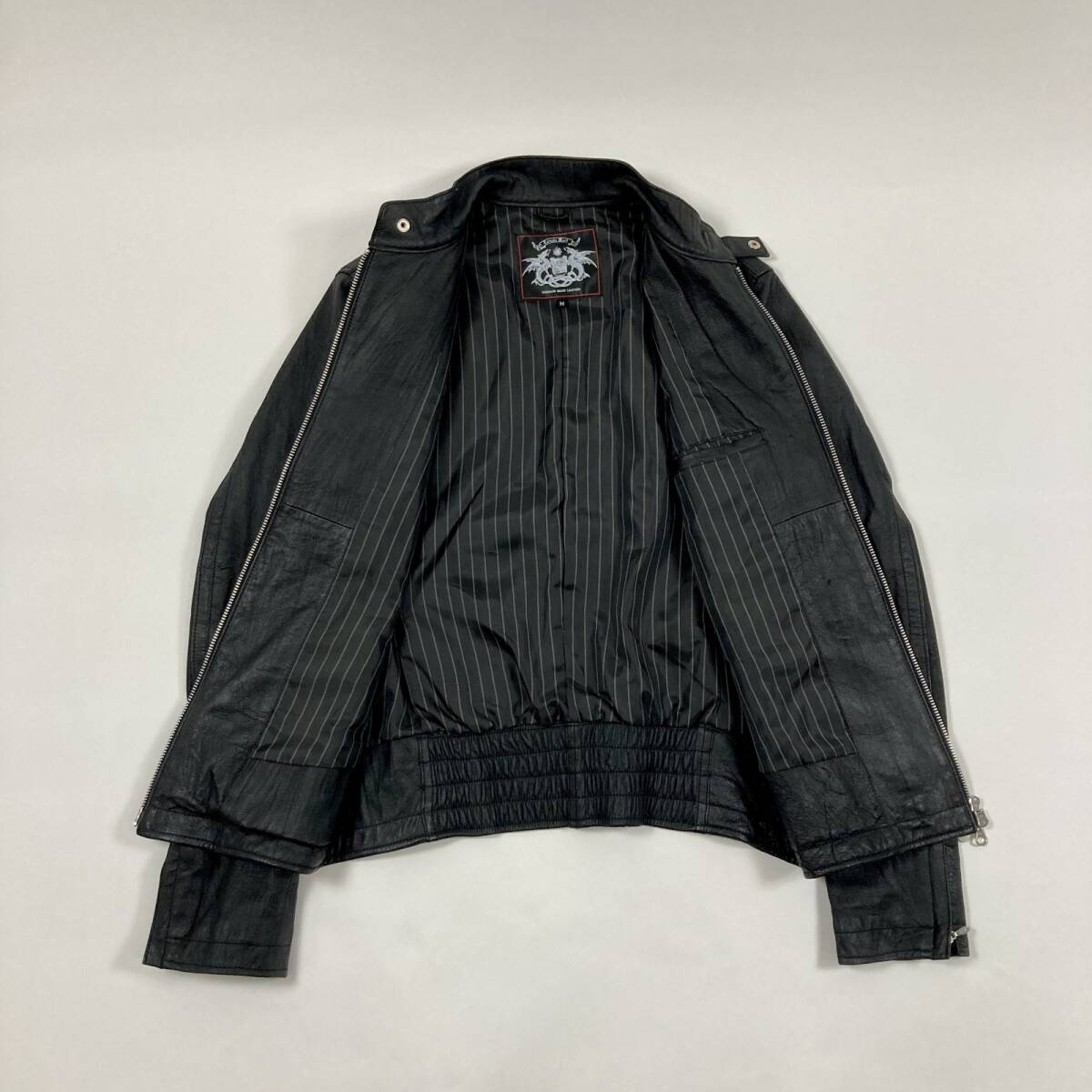 ★ TORNADO MART トルネードマート レザージャケット 豚革 ライダース アウター ブラック M メンズ 0.75kg_画像3