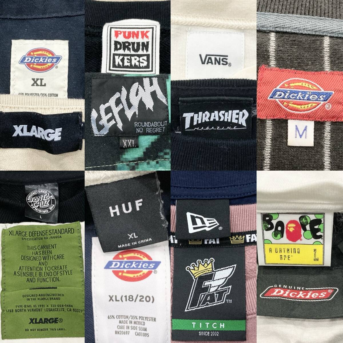 ★ ストリート ブランド 15点 まとめ HUF VANS XLARGE Dickies THRASHER メンズ ボトムス Tシャツ パーカ サイズMIX 卸 現状品 5.3kg_画像10