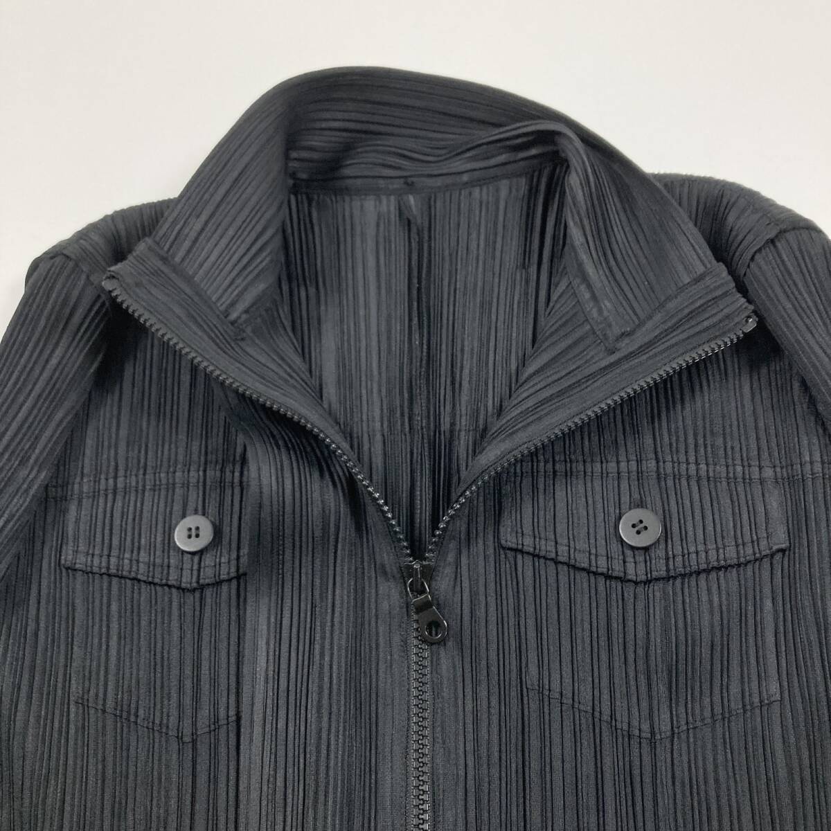 ☆ PLEATS PLEASE プリーツプリーズ カットソー 長袖トップス ジップアップ アウター 日本製 ブラック サイズ3 レディース 0.3kg_画像4