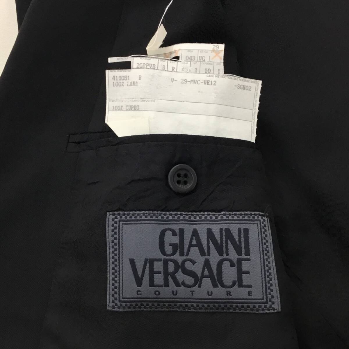 ■Gianni Versace ジャンニ・ヴェルサーチ セットアップ スーツ ジャケット パンツ ブラック メンズ ダブルボタン ウール100% 1.08kg_画像9
